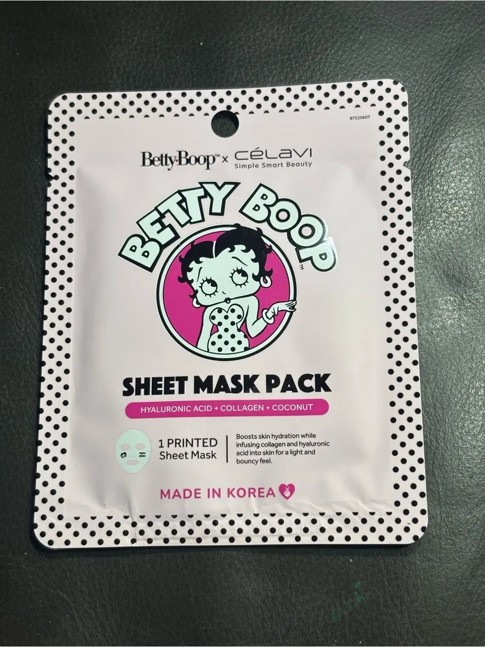 3 New Betty Boop x Célavi Sheet Mask Pack Chamomile Green Tea Hyaluronic Acid